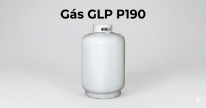 Técnico operando válvulas em uma instalação de armazenamento de tanque de gás GLP P190 industrial com caminhão de logística ao fundo.